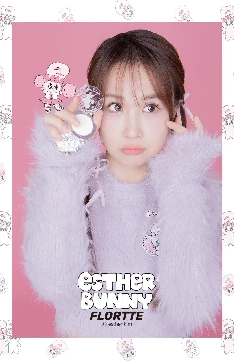 FLORTTE BUNNY Monochrome highlighting powder Naturally Brightening Facial Blush Cream High Gloss Face Blusher Makeup Cosmetics
