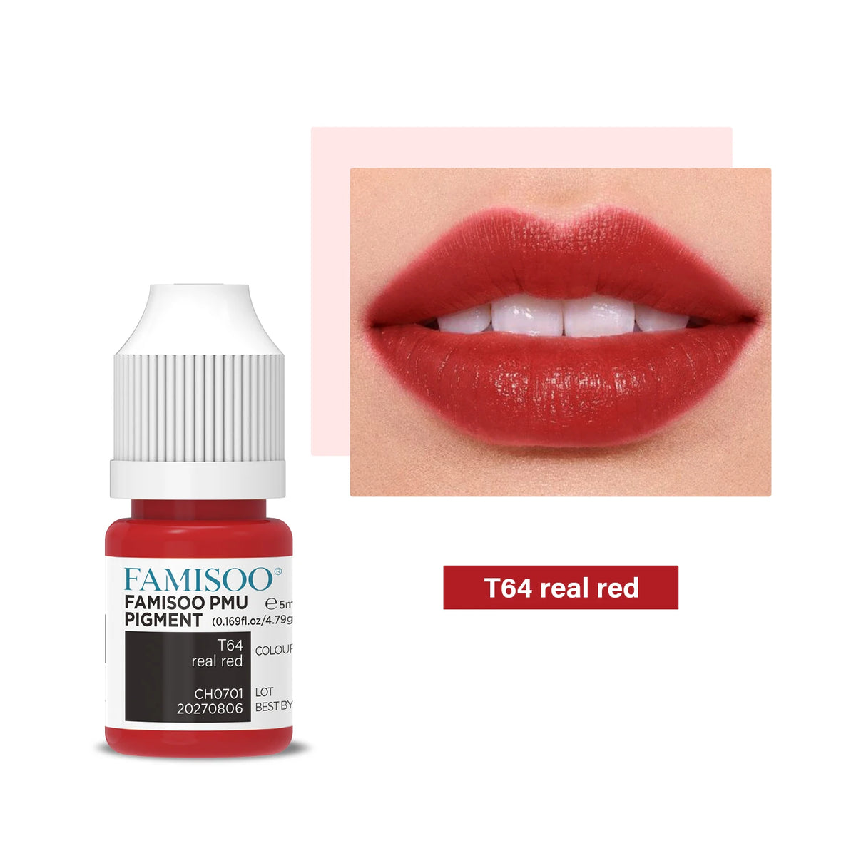 FAMISOO 6 Best Selling Colors 5ML Permanent Makeup Pigments Tattoo Lips Pigments Sample Size Tattoo Pigments PMU Tattoo Ink Set