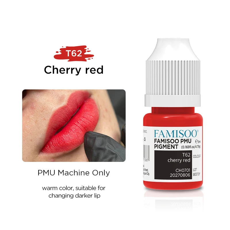 FAMISOO 6 Best Selling Colors 5ML Permanent Makeup Pigments Tattoo Lips Pigments Sample Size Tattoo Pigments PMU Tattoo Ink Set