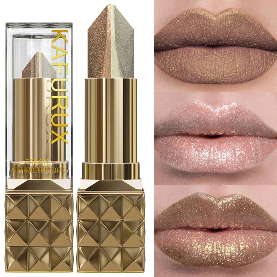 Two Tone Colors Lip Liner Pen with Glitter Matte Velvet Finish Smooth Metallic Lipstick Pearlecescent Lip Tint Makeup Gifts