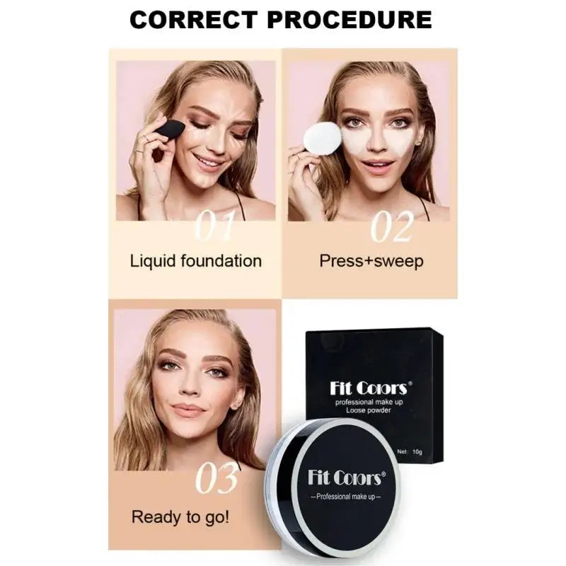 Waterproof Loose Powder Makeup Setting Powder Oil Absorbing Long Wear Finishing Powder for Flawless Smooth Skin