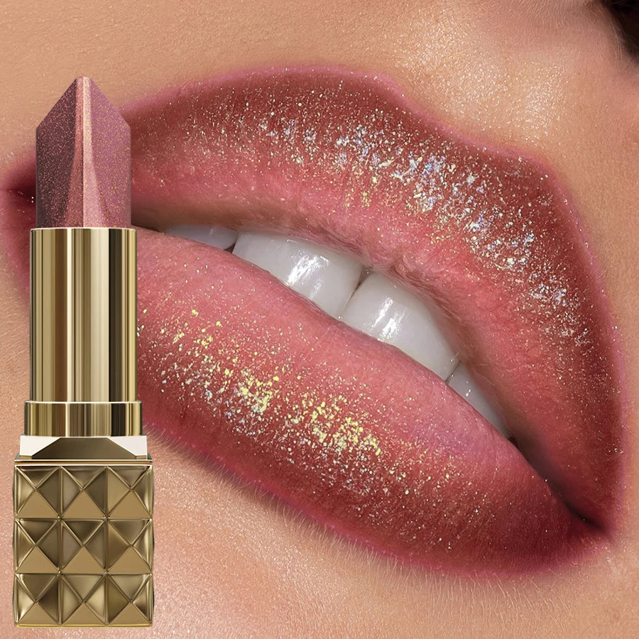 Two Tone Colors Lip Liner Pen with Glitter Matte Velvet Finish Smooth Metallic Lipstick Pearlecescent Lip Tint Makeup Gifts