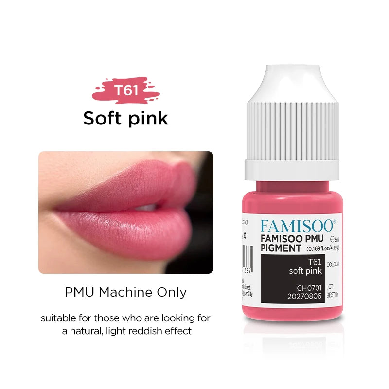 FAMISOO 6 Best Selling Colors 5ML Permanent Makeup Pigments Tattoo Lips Pigments Sample Size Tattoo Pigments PMU Tattoo Ink Set