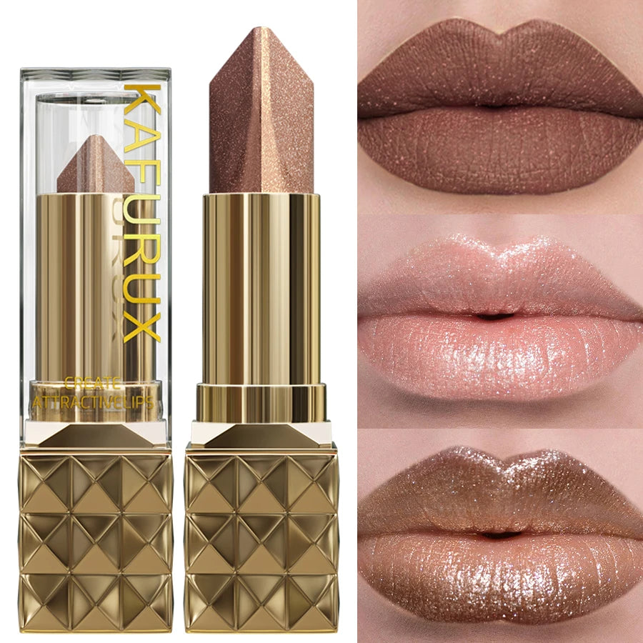 Two Tone Colors Lip Liner Pen with Glitter Matte Velvet Finish Smooth Metallic Lipstick Pearlecescent Lip Tint Makeup Gifts