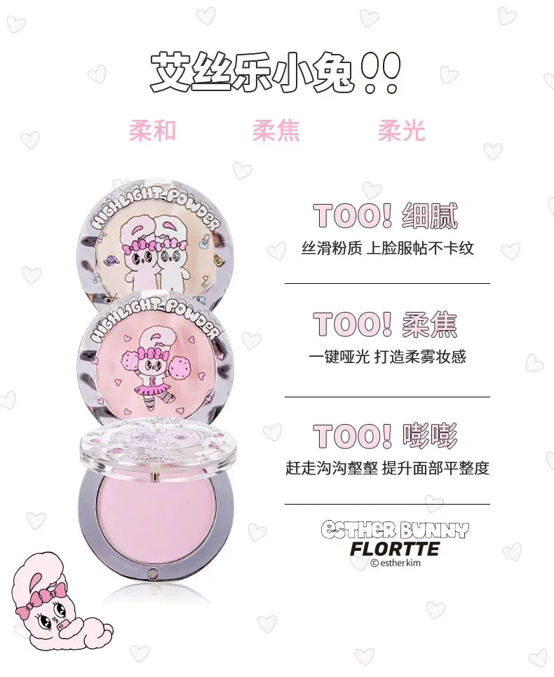 FLORTTE BUNNY Monochrome highlighting powder Naturally Brightening Facial Blush Cream High Gloss Face Blusher Makeup Cosmetics