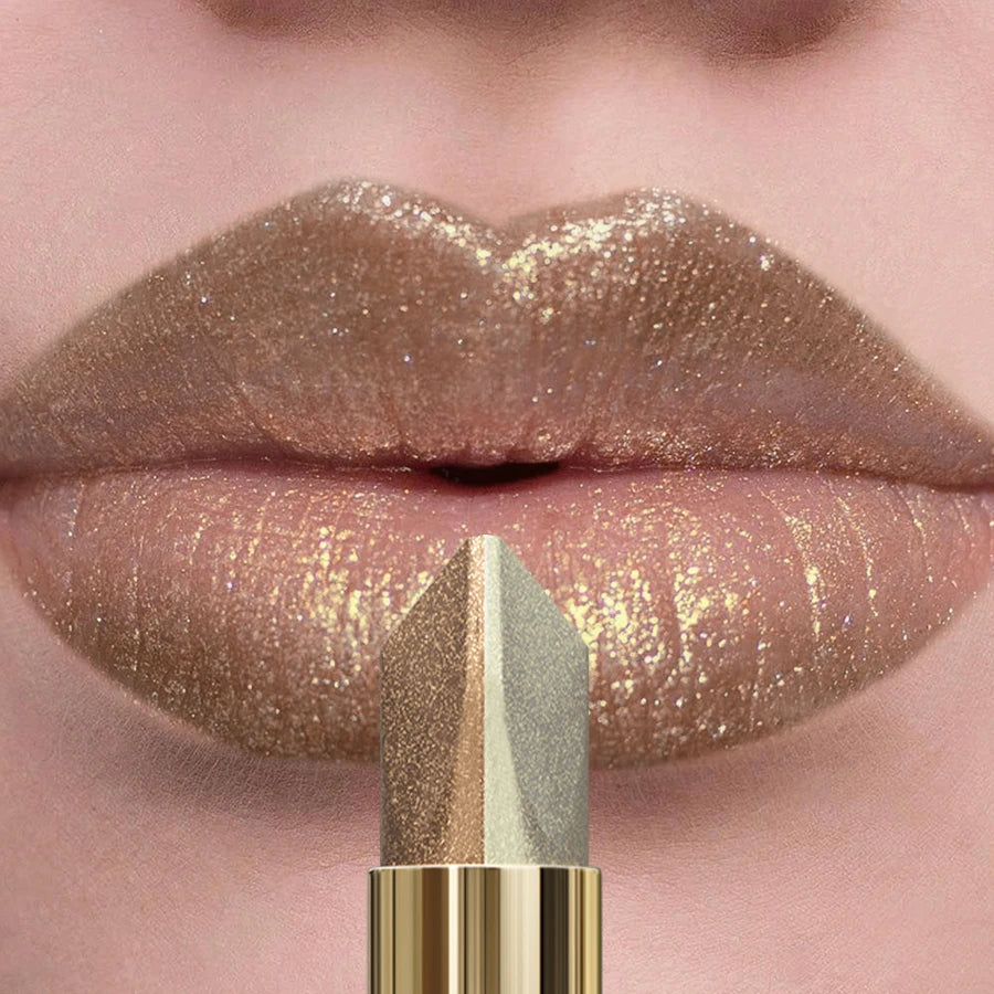 Two Tone Colors Lip Liner Pen with Glitter Matte Velvet Finish Smooth Metallic Lipstick Pearlecescent Lip Tint Makeup Gifts