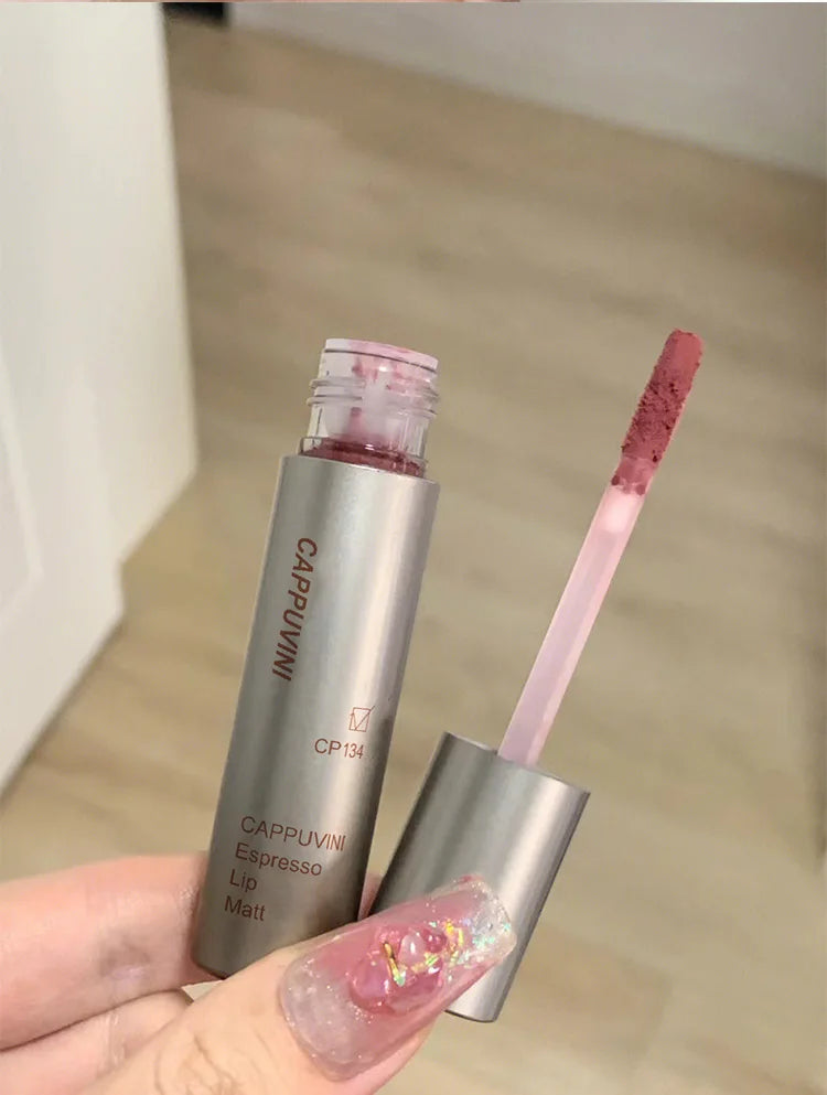 Cappuvini Espresso Matte Lipstick Velvet Lip Glaze Waterproof Long-lasting Texture Smooth Glossy Makeup Setting Lip Color